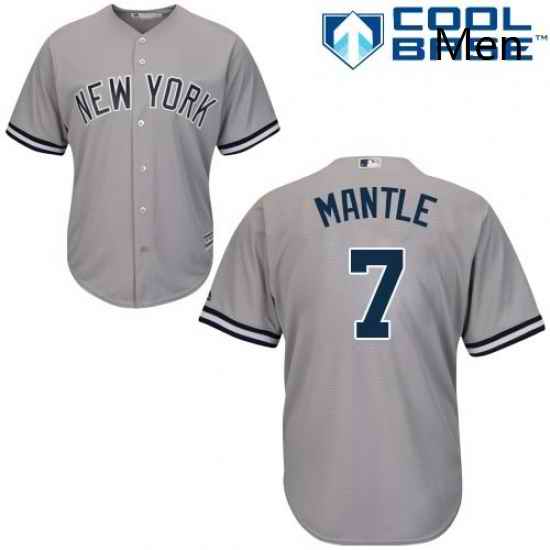 Mens Majestic New York Yankees 7 Mickey Mantle Replica Grey Road MLB Jersey